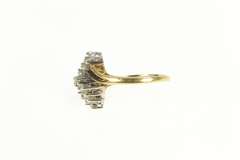 10K Yellow Gold Diamond Cluster Zig Zag Statement Ring