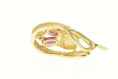 14K Yellow Gold Opal Ruby Diamond Accent Curvy Cluster Pendant