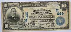 $10 Merchants National Bank Indianapolis 1905 Series National Note