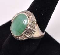 Green Beryl Set In Sterling Ring
