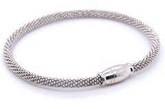 Vintage 925 Sterling Silver Mesh Bangle Bracelet