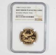 Mint Error PF69UCAM 1988-P $25 American Gold Eagle Rev Struck Thru NGC