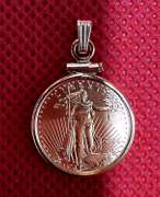 2021 1/10 0Z AMERICAN EAGLE $5 GOLD COIN 14K PENDANT