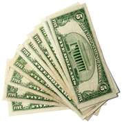 10 Red and Blue Seal $5 US Notes & Silver Certificates