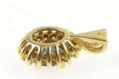 14K Yellow Gold 1.25 Ctw Natural Sapphire Diamond Halo Pendant