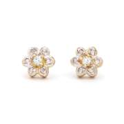 Plated 18KT Yellow Gold 0.28cts Blue Topaz and Diamond Earrings