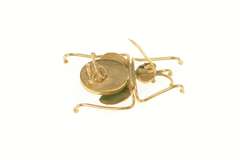 14K Yellow Gold Green Agate 3D Bug Insect Beetle Fly Pin/Brooch