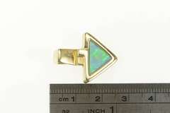 14K Yellow Gold Triangle Natural Opal Inlay Geometric Pendant