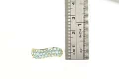 14K Yellow Gold Pave Blue Topaz Encrusted Wavy Band Ring