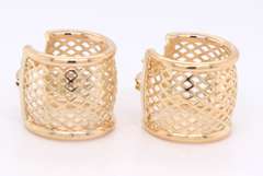 Beautiful Yellow Gold Basket Woven Huggies Earring