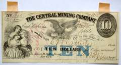 $10 Central Miing Company NY 1866 Note