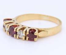 Pleasing Yellow Gold Retro approximate 1ctw Ruby and Diamond Band
