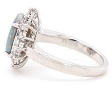 1.30ct Opal and 0.61ctw Diamond Starburst Frame Ring in Platinum
