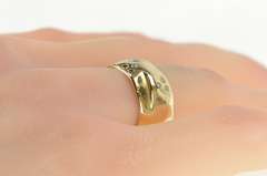 18K Yellow Gold Diamond Flush Freeform Statement Band Ring