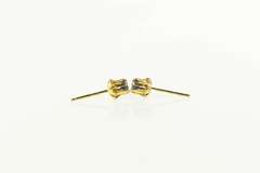 14K Yellow Gold Retro Round Sapphire Solitaire Stud Earrings