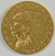 Lovely near Mint 1914-D US $2.50 Indian Gold Piece. Better date