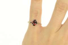 14K White Gold 1.40 Ct Oval Natural Garnet Solitaire Ring