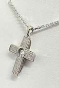 Beautiful Platinum over Sterling silver Cross center stone Dancing pendant