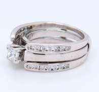 Brilliant White Gold Princess Cut Diamond and Diamond Wrap Engagement Ring