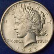1921 High Relief Peace Silver Dollar VAM-1H, Circulated.