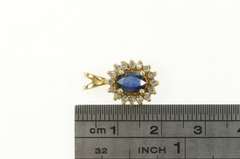 14K Yellow Gold 1.25 Ctw Natural Sapphire Diamond Halo Pendant