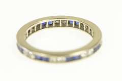 10K White Gold 1.04 Ctw Diamond Sapphire Eternity Band Ring
