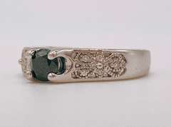 14kt Solid White Gold, Blue Sapphire, and Diamond Ring