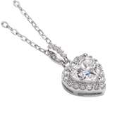 Sparkling 1ct VVS1 White G-H Fire Heart Moissanite Pendant
