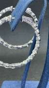 STUNNING 5.60 CARATS T.W. DIAMOND HOOPS 14K WHITE GOLD EARRINGS