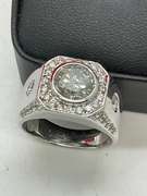CERTIFIED MENS 14K WHITE GOLD AND DIAMOND RING
