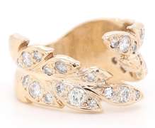 1.00ctw Diamond Leaf Split Wrap Ring in 14K