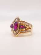 14kt Solid Yellow Gold, Ruby, & Diamond Ring