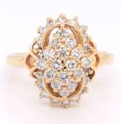 Dazzling Yellow Gold Diamond Cluster Ring