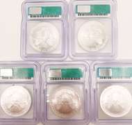 5 MS69 ASE silver coins