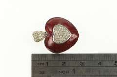 14K White Gold 0.40 Ctw Diamond Red Enamel Heart Love Pendant