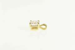 14K Yellow Gold Square Princess Cut Solitaire Cubic Zirconia Pendant