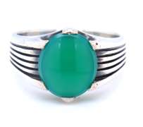 Vintage 925 Sterling Silver Green Jade Ring