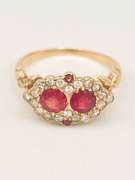 Antique 14kt Solid Yellow Gold, Ruby, and Diamond Ring