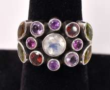 Sterling Silver Ring With Simulated Stones