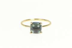 14K Yellow Gold Squared Simulated Sapphire Cabochon Statement Ring