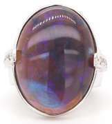 8.75ct Oval Opal and 0.25ctw Diamond Ring in 14K