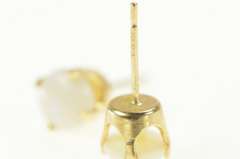 14K Yellow Gold Vintage Classic Simple Round Opal Stud Earrings