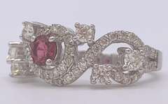 14kt Solid White Gold, Pink Tourmaline, & Diamond Ring