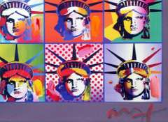 Extremely Rare and large original painting by Peter Max. "Liberty and Justice for all"