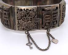 Vintage 925 Sterling Silver Engraved Wide Bangle Bracelet