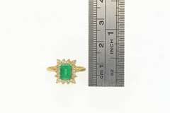 14K Yellow Gold 1.10 Ctw Emerald Diamond Halo Engagement Ring