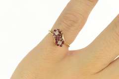 10K Yellow Gold Diamond Ruby Flower Cluster Bypass Ring