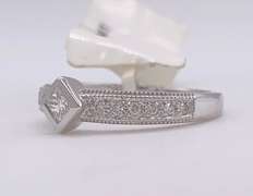 14kt Solid White Gold & Diamond Band Ring