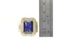 14K Yellow Gold Emerald Cut Sim. Sapphire 0.50 Ctw Diamond Ring