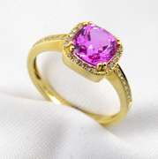 Charming Pink Sapphire & Diamond Ring in 14K WG